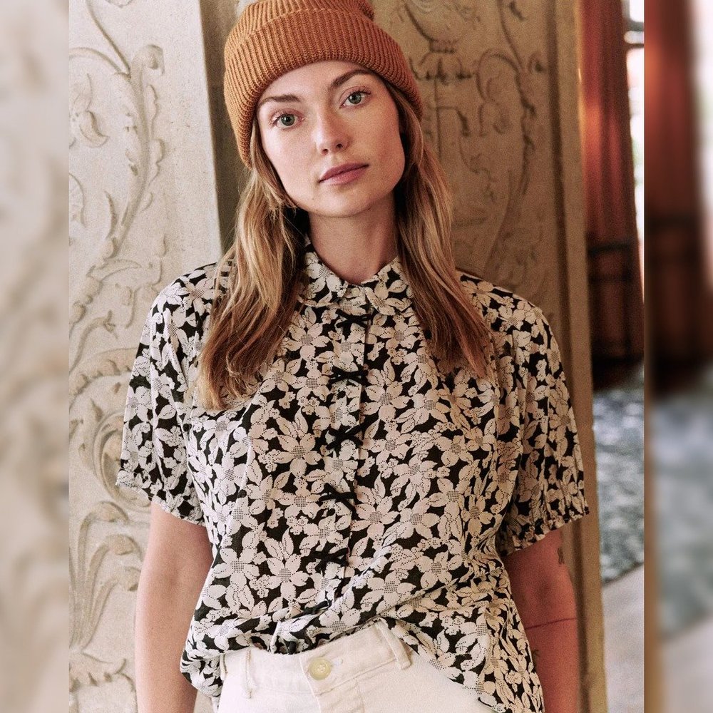 The Great The Bow Front Kerchief Top M 2 Women's Casual Printed Shirt